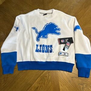 Ultra Game Detroit Lions NFL Women’s Sweatshirt White Blue Size M